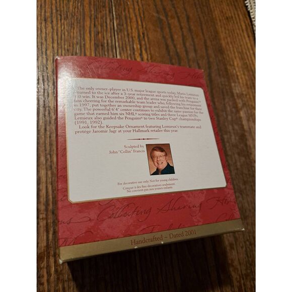 Vintage 2001 Hallmark Ornament Mario Lemieux Pittsburgh Penguins NHL NOS w Box - Picture 6 of 6